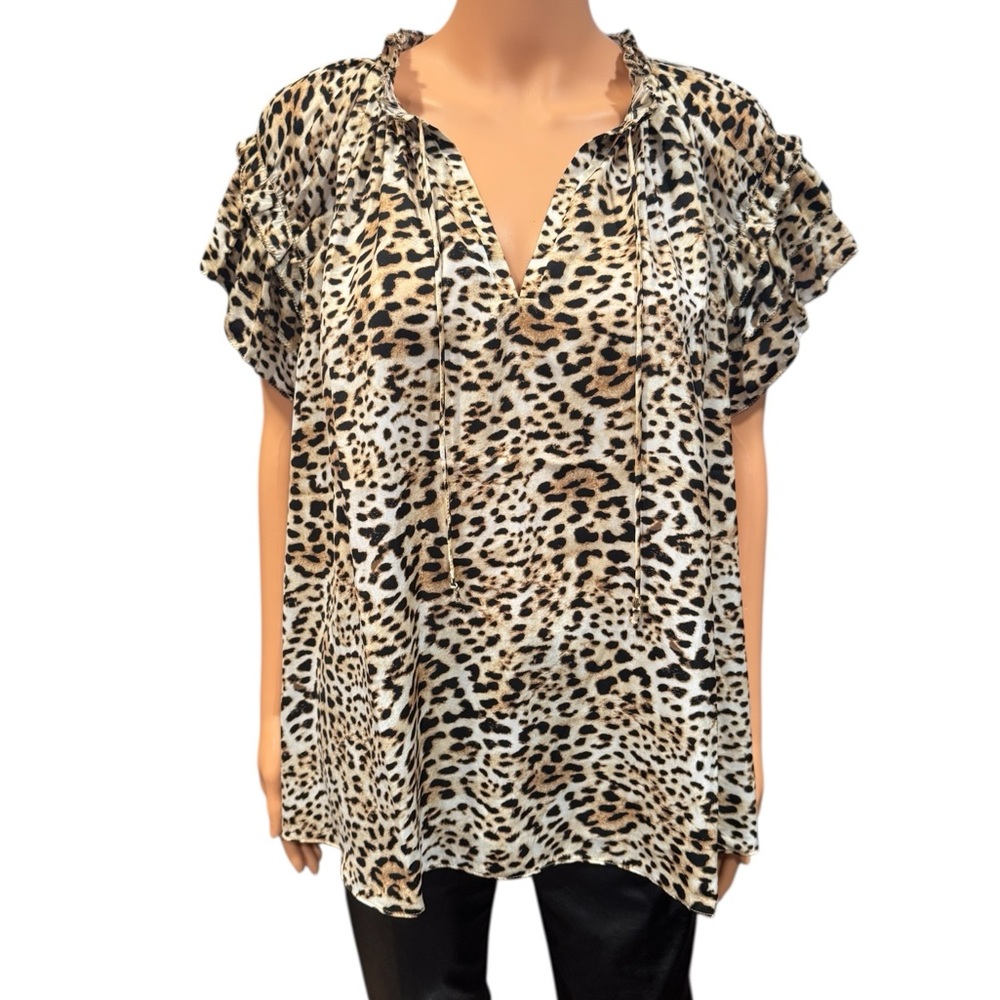 PHILOSOPHY Front Tie Triple Sleeve Sleeve Animal Print Blouse NWT 3X - Picture 3 of 16